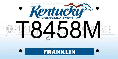 T8458M Kentucky License Plate