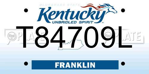 T84709L Kentucky License Plate