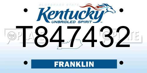T847432 Kentucky License Plate