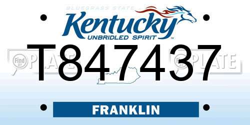 T847437 Kentucky License Plate