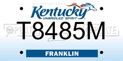 T8485M Kentucky License Plate