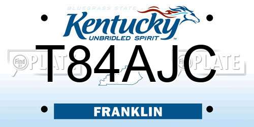 T84AJC Kentucky License Plate