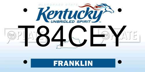 T84CEY Kentucky License Plate
