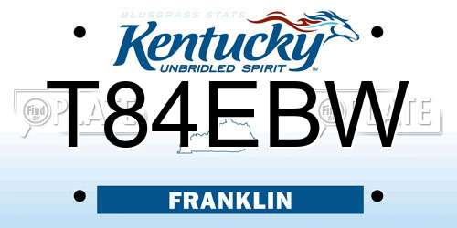 T84EBW Kentucky License Plate