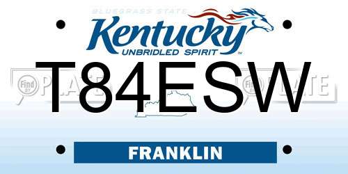 T84ESW Kentucky License Plate