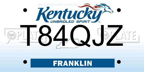 T84QJZ Kentucky License Plate