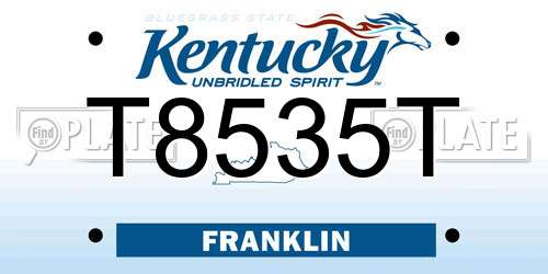 T8535T Kentucky License Plate