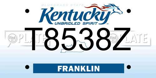 T8538Z Kentucky License Plate