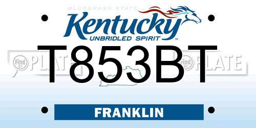 T853BT Kentucky License Plate