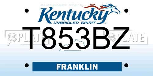 T853BZ Kentucky License Plate