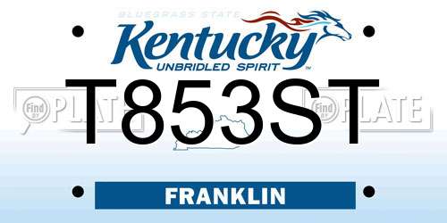 T853ST Kentucky License Plate