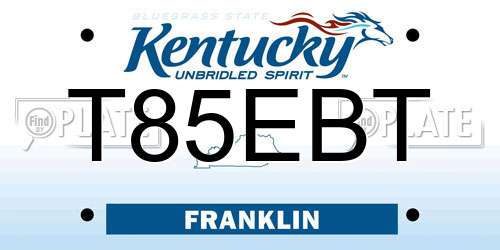T85EBT Kentucky License Plate