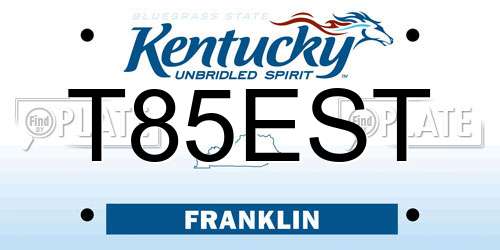 T85EST Kentucky License Plate