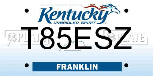 T85ESZ Kentucky License Plate