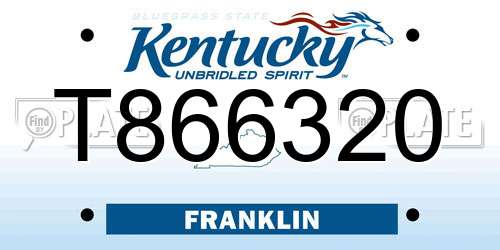 T866320 Kentucky License Plate