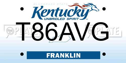 T86AVG Kentucky License Plate