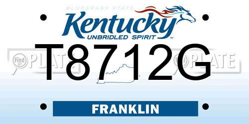 T8712G Kentucky License Plate