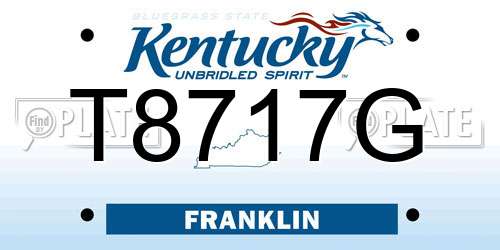 T8717G Kentucky License Plate