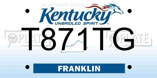 T871TG Kentucky License Plate