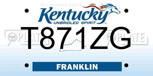 T871ZG Kentucky License Plate