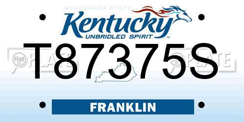 T87375S Kentucky License Plate