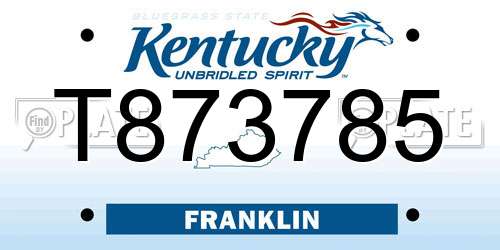 T873785 Kentucky License Plate