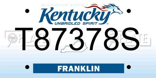 T87378S Kentucky License Plate