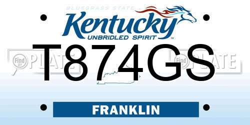 T874GS Kentucky License Plate