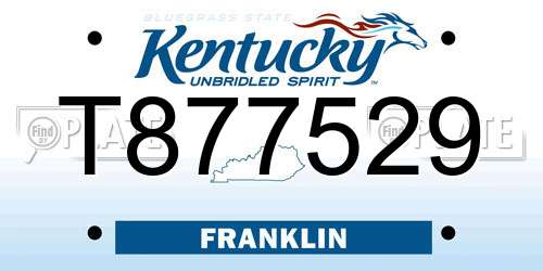 T877529 Kentucky License Plate