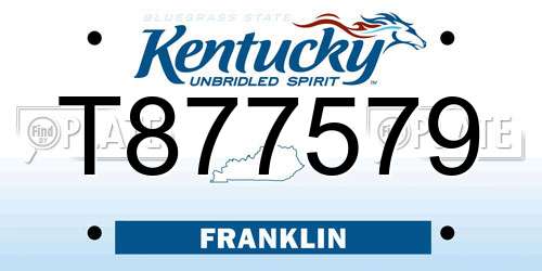 T877579 Kentucky License Plate