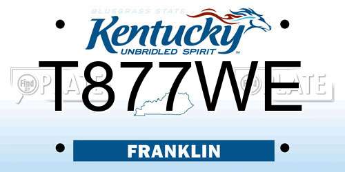 T877WE Kentucky License Plate