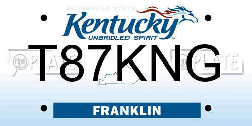 T87KNG Kentucky License Plate