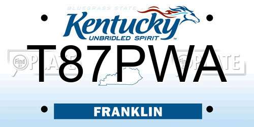 T87PWA Kentucky License Plate