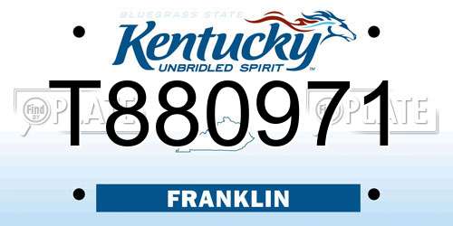 T880971 Kentucky License Plate