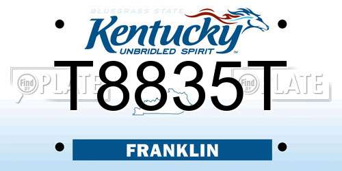 T8835T Kentucky License Plate