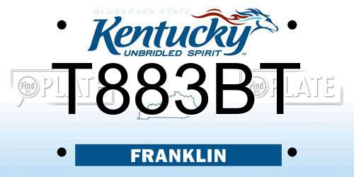 T883BT Kentucky License Plate