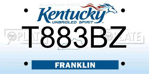 T883BZ Kentucky License Plate