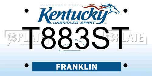 T883ST Kentucky License Plate