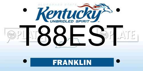 T88EST Kentucky License Plate