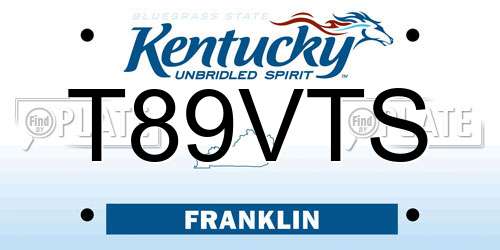 T89VTS Kentucky License Plate