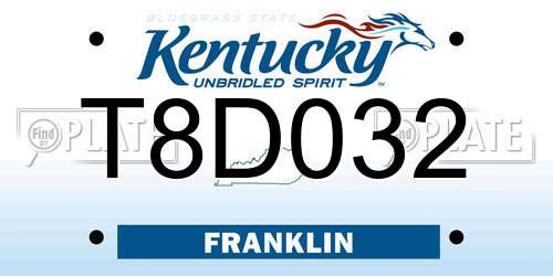 T8D032 Kentucky License Plate