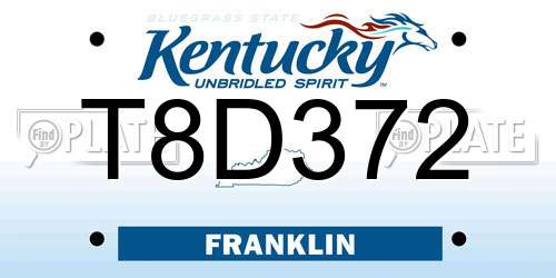 T8D372 Kentucky License Plate