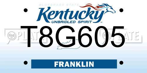 T8G605 Kentucky License Plate