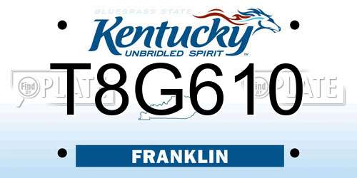 T8G610 Kentucky License Plate