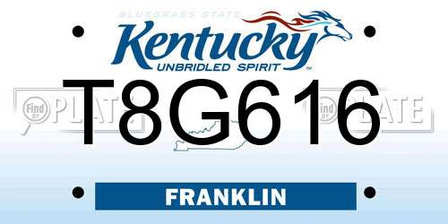 T8G616 Kentucky License Plate