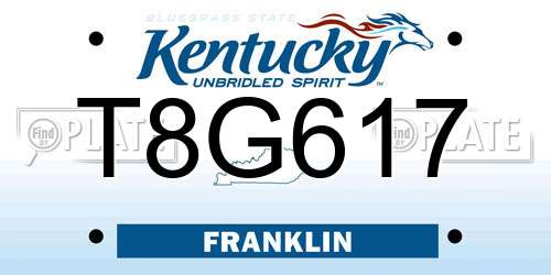 T8G617 Kentucky License Plate