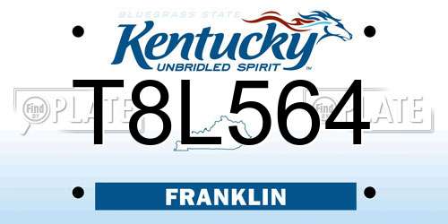 T8L564 Kentucky License Plate