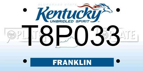 T8P033 Kentucky License Plate