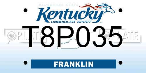 T8P035 Kentucky License Plate