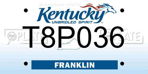T8P036 Kentucky License Plate